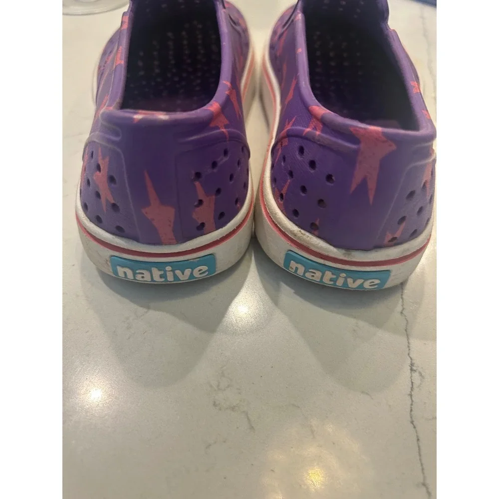 Native‎ Jefferson Sneakers Purple Pink Star Print Slip On Water Shoes Kids J3